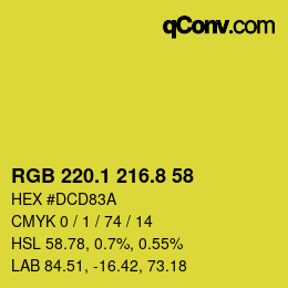 カラーコード: RGB 220.1 216.8 58 | qconv.com