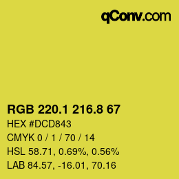 カラーコード: RGB 220.1 216.8 67 | qconv.com