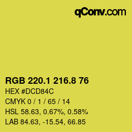カラーコード: RGB 220.1 216.8 76 | qconv.com