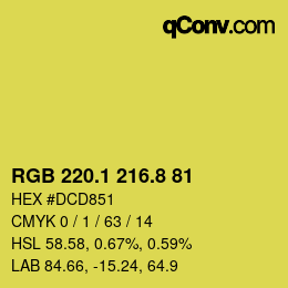 カラーコード: RGB 220.1 216.8 81 | qconv.com