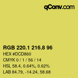 カラーコード: RGB 220.1 216.8 96 | qconv.com