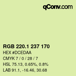 カラーコード: RGB 220.1 237 170 | qconv.com