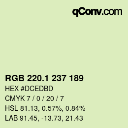 カラーコード: RGB 220.1 237 189 | qconv.com