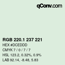 カラーコード: RGB 220.1 237 221 | qconv.com