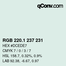 Color code: RGB 220.1 237 231 | qconv.com