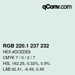 カラーコード: RGB 220.1 237 232 | qconv.com