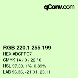 カラーコード: RGB 220.1 255 199 | qconv.com