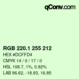 カラーコード: RGB 220.1 255 212 | qconv.com