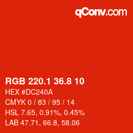 カラーコード: RGB 220.1 36.8 10 | qconv.com