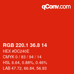 Color code: RGB 220.1 36.8 14 | qconv.com