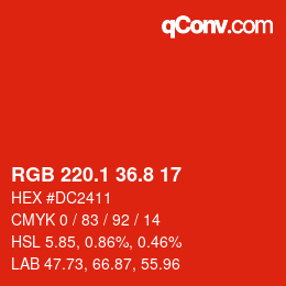 カラーコード: RGB 220.1 36.8 17 | qconv.com