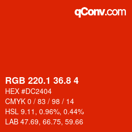 Color code: RGB 220.1 36.8 4 | qconv.com