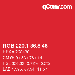 カラーコード: RGB 220.1 36.8 48 | qconv.com