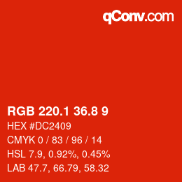 Color code: RGB 220.1 36.8 9 | qconv.com