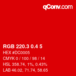 カラーコード: RGB 220.3 0.4 5 | qconv.com