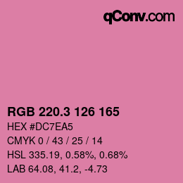 カラーコード: RGB 220.3 126 165 | qconv.com