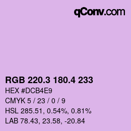 カラーコード: RGB 220.3 180.4 233 | qconv.com