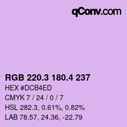 カラーコード: RGB 220.3 180.4 237 | qconv.com