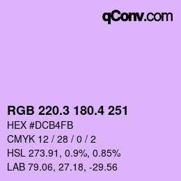 カラーコード: RGB 220.3 180.4 251 | qconv.com
