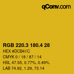 カラーコード: RGB 220.3 180.4 28 | qconv.com