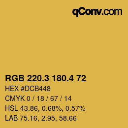 カラーコード: RGB 220.3 180.4 72 | qconv.com