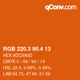 カラーコード: RGB 220.3 90.4 13 | qconv.com