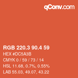 カラーコード: RGB 220.3 90.4 59 | qconv.com