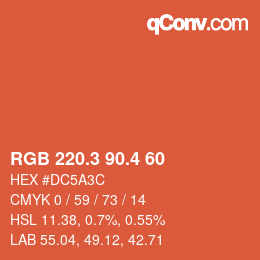 カラーコード: RGB 220.3 90.4 60 | qconv.com