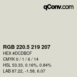 Farbcode: RGB 220.5 219 207 | qconv.com