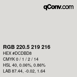 Color code: RGB 220.5 219 216 | qconv.com
