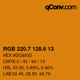 カラーコード: RGB 220.7 128.6 13 | qconv.com