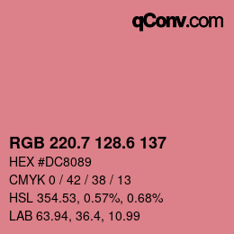 カラーコード: RGB 220.7 128.6 137 | qconv.com