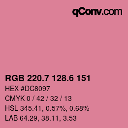 カラーコード: RGB 220.7 128.6 151 | qconv.com