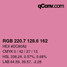 カラーコード: RGB 220.7 128.6 162 | qconv.com
