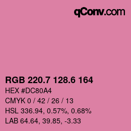 カラーコード: RGB 220.7 128.6 164 | qconv.com