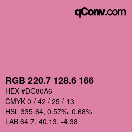 カラーコード: RGB 220.7 128.6 166 | qconv.com