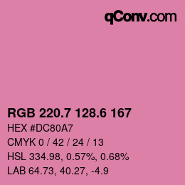 カラーコード: RGB 220.7 128.6 167 | qconv.com