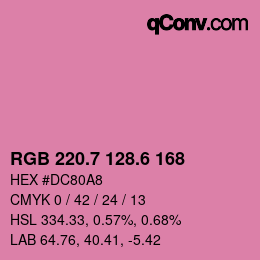 カラーコード: RGB 220.7 128.6 168 | qconv.com