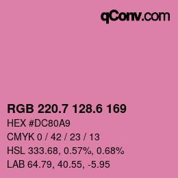 カラーコード: RGB 220.7 128.6 169 | qconv.com