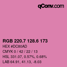 カラーコード: RGB 220.7 128.6 173 | qconv.com