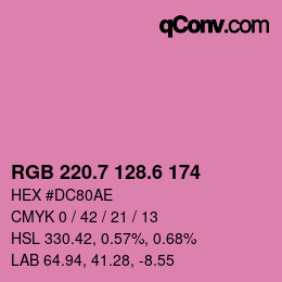 カラーコード: RGB 220.7 128.6 174 | qconv.com