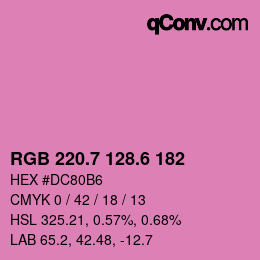 カラーコード: RGB 220.7 128.6 182 | qconv.com