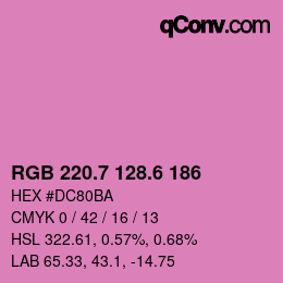 カラーコード: RGB 220.7 128.6 186 | qconv.com