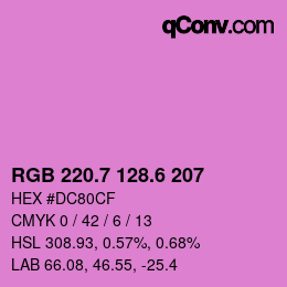 カラーコード: RGB 220.7 128.6 207 | qconv.com