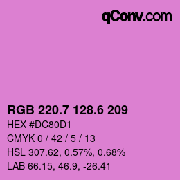 カラーコード: RGB 220.7 128.6 209 | qconv.com