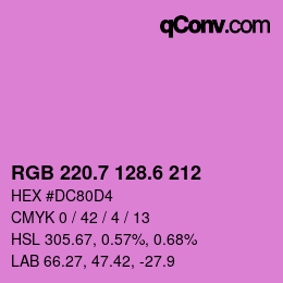 カラーコード: RGB 220.7 128.6 212 | qconv.com