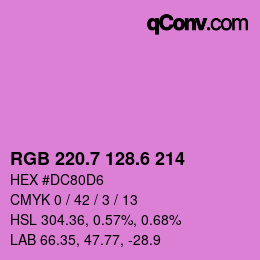 カラーコード: RGB 220.7 128.6 214 | qconv.com