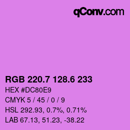 カラーコード: RGB 220.7 128.6 233 | qconv.com