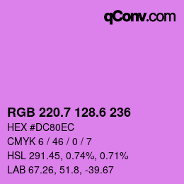 カラーコード: RGB 220.7 128.6 236 | qconv.com