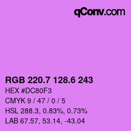 カラーコード: RGB 220.7 128.6 243 | qconv.com